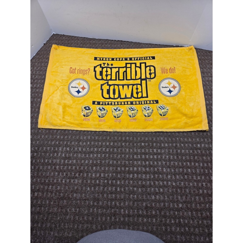 Pittsburgh Steelers Terrible Towel Myron Cope Got Rings 6 Time Champions Yellow